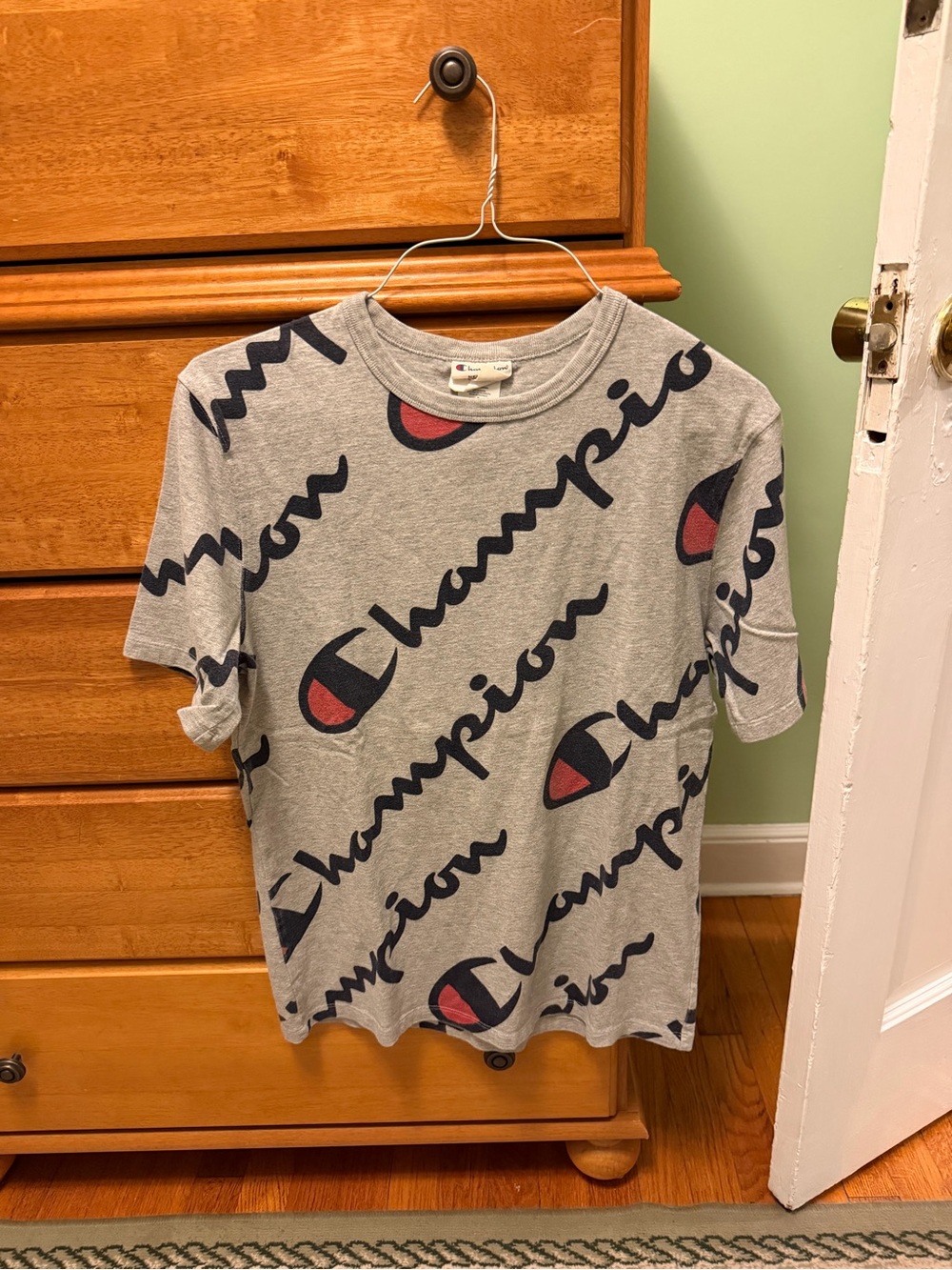 Champion Mens' Grey Allover Logo Tee